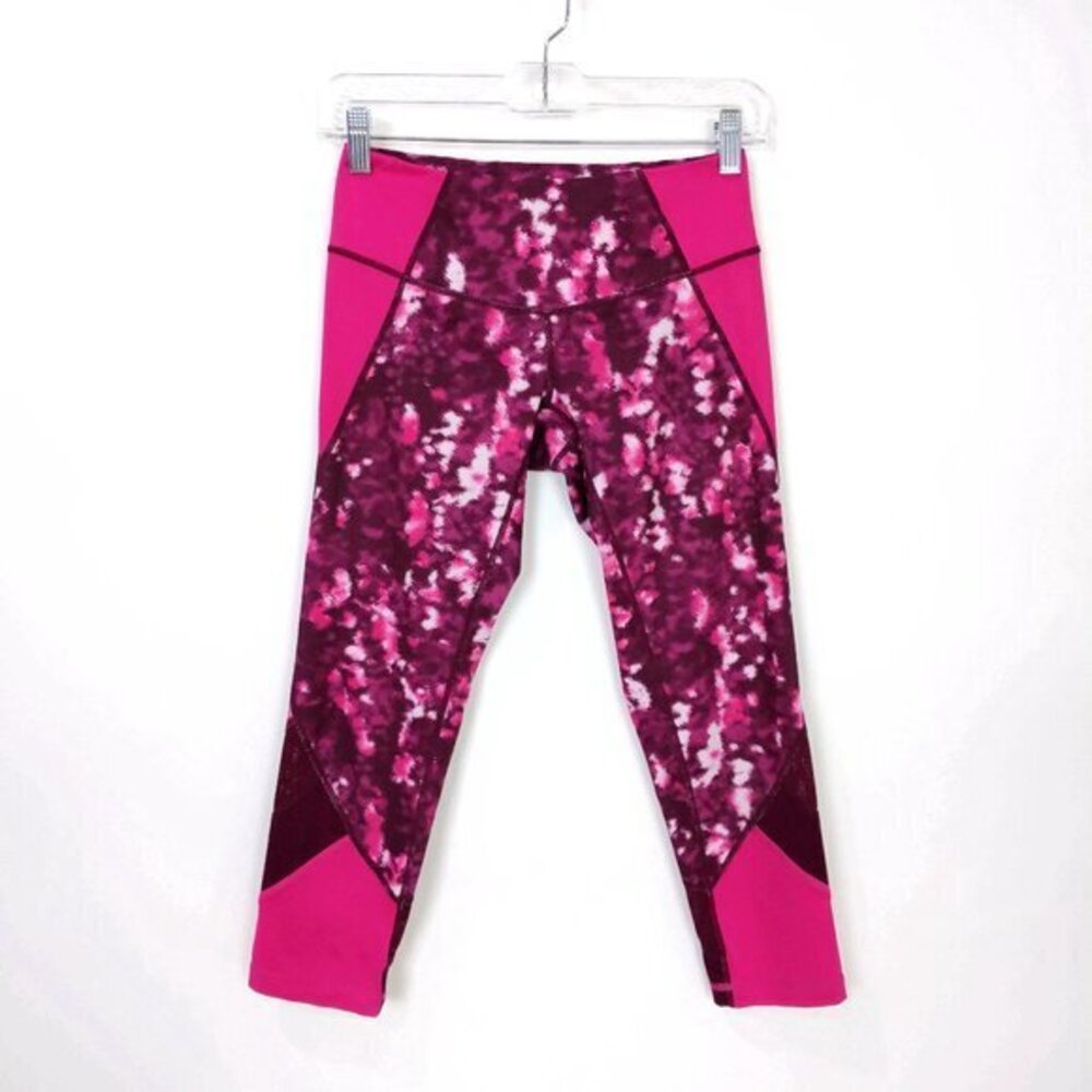 Zella Womens Live In Mix It Up Slim Fit Capris Pink Cropped Leggings Size XS
